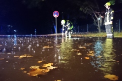 Überflutete Straße am Saumurplatz.