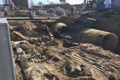 22.03.2017 - Blick auf die ehemaligen Kraftstofftanks der Tankstelle.