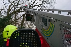 Die Drehleiter der Ortsfeuerwehr Verden im EInsatz.