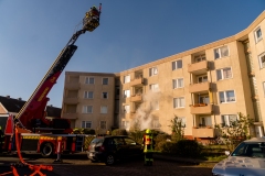 Zahlreiche Menschen mussten über tragbare Leitern wie auch eine Drehleiter aus dem Gebäude gerettet werden.