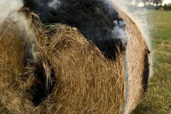 In Eitze brannte während des Gewitterschauers ein Rundballen.