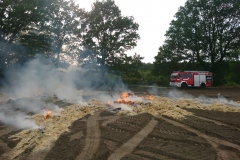 Der Brand einer Ballenpresse löste am Donnerstagabend einen größeren Flächenbrand aus.