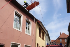 Rettung der erkrankten Person mittels einer Schleifkorbrage.