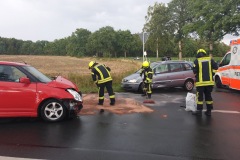 Die Einsatzkräfte nahmen auslaufende Betriebsstoffe auf.