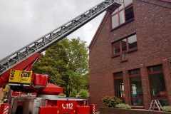 Ebenfalls Bestandteil der Evakuierungsübung: Menschenrettung über die Drehleiter.