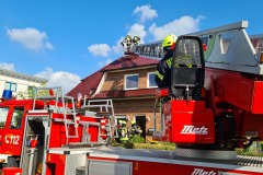 Kontrolle der Dachhaut über die Drehleiter