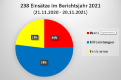 Grafische Darstellung der Einsätze im Berichtsjahr 2021.