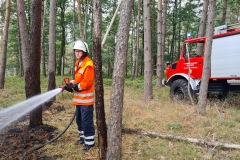 Einsatzkräfte aus Kirchlinteln bei der Brandbekämpfung im Wald.