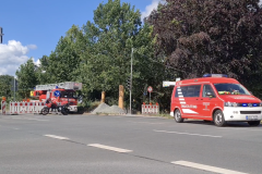 Der Fahrzeugverband der Ortsfeuerwehr Verden auf der Hönischer Kreuzung.