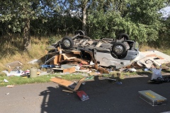 Ein Wohnmobil überschlug sich auf der A27.