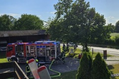 Blick vom Balkon auf die Einsatzstelle