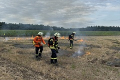 Einsatz von Löschrucksäcken. 