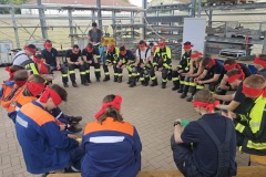 Kommunikationsübung der Gruppe.